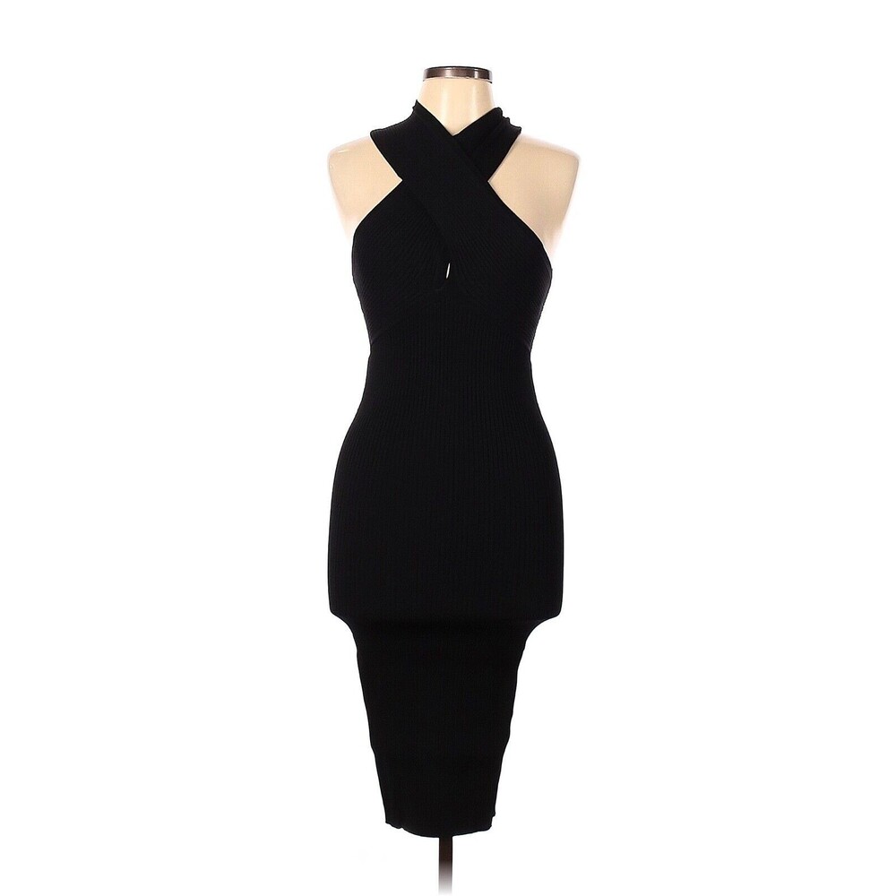 MAJE Black Rochester Crisscross Halter Knit Dress - 3 (Large)